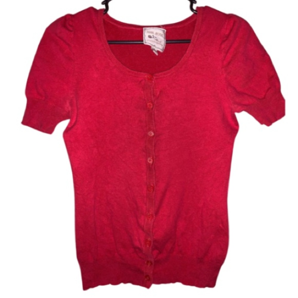 Pink Rose Red Button Down Cardigan